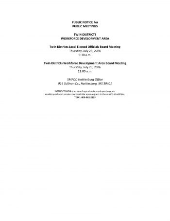 Meeting Public Notice for TDWDA - July 23, 2026