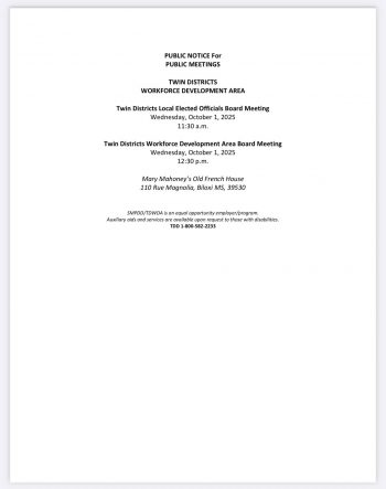 TDWDA - Public Notice for Public Meetings