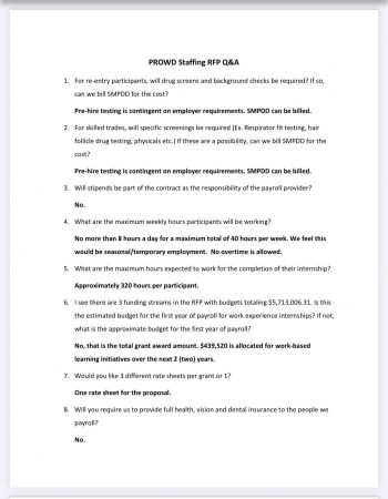 PROWD Staffing RFP Q&A