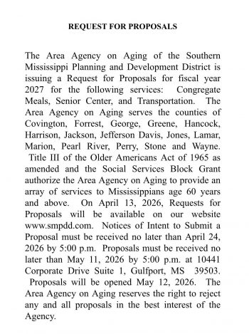 2027 Request For Proposals - Area Agency on Aging